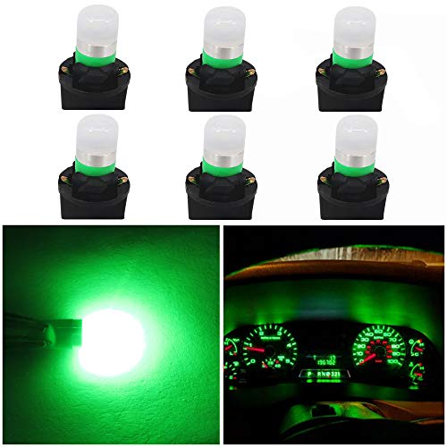 WLJH Green 194 Led Lights Car Dashboard Instrument Panel Bulbs Gauge Tach Speedometer 168 2825 T10 Led Bulb PC195 PC194 Twist Socket Dash Cluster Pack of 6