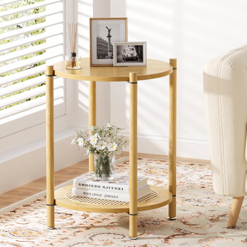 Atoping Side Table, End Table Small Round Table Sofa Bedside Table Mini Coffee Accent Table, Farmhouse Wood End Table Stand, Nightstand for Small Spaces, Living Room, Bedroom, Office - Image 1