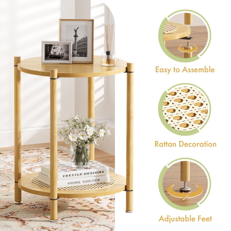 Atoping Side Table, End Table Small Round Table Sofa Bedside Table Mini Coffee Accent Table, Farmhouse Wood End Table Stand, Nightstand for Small Spaces, Living Room, Bedroom, Office - Image 4