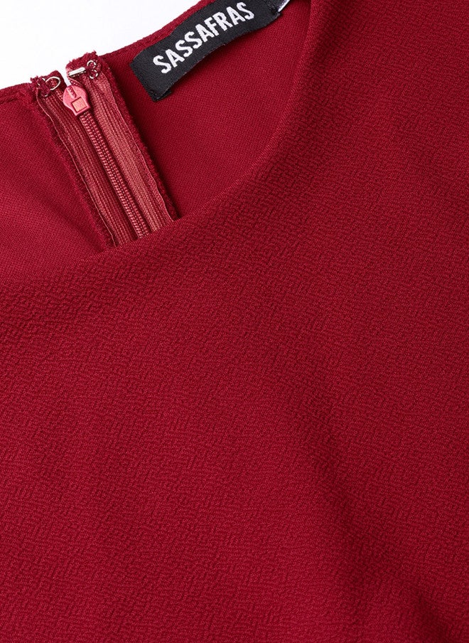 SASSAFRAS Maroon Layered Basic Jumpsuit for Women - Image 2