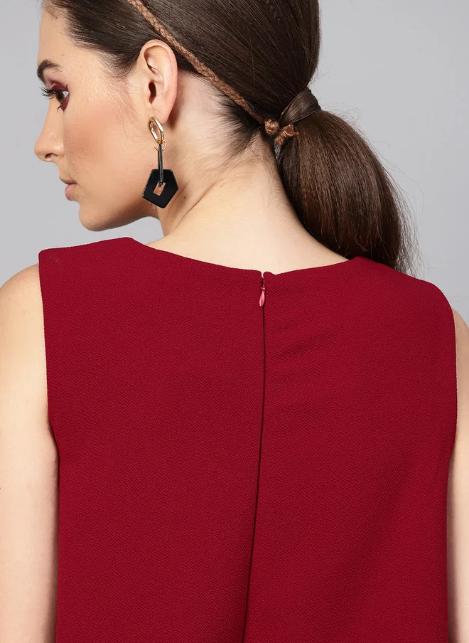 SASSAFRAS  Maroon Layered Basic Jumpsuit for Women  | Best Price UAE