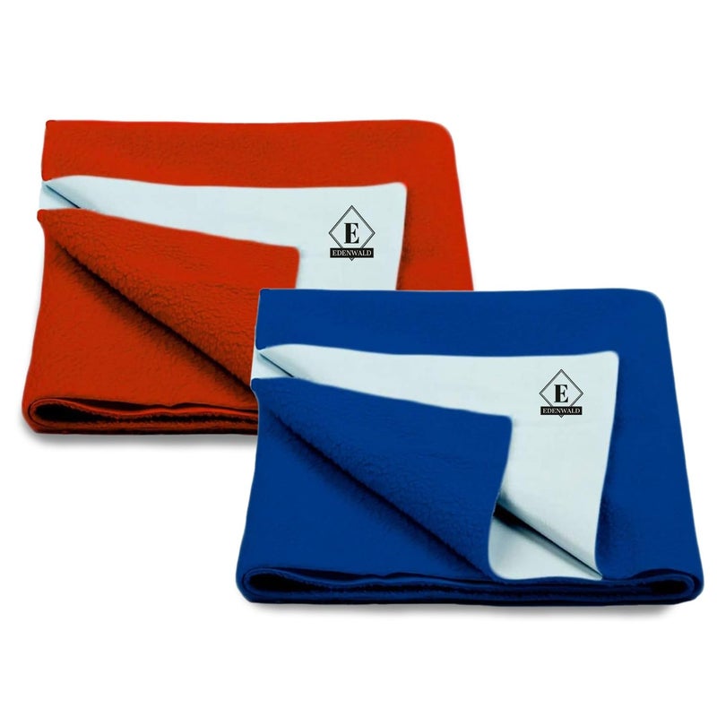 Edenwald Waterproof Quick Dry Sheet Pack of 2 | Urine mat | (Red+Royal Blue_Medium (100cm x 70cm) - Image 1