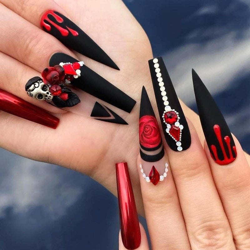 Tisslan 100pcs Glass Red Nail Rhinestones Shapes Mix 720pcs Flat Back Crystal Gem Stones Nail Decoration Charms Bulk Pack Supply - Image 3