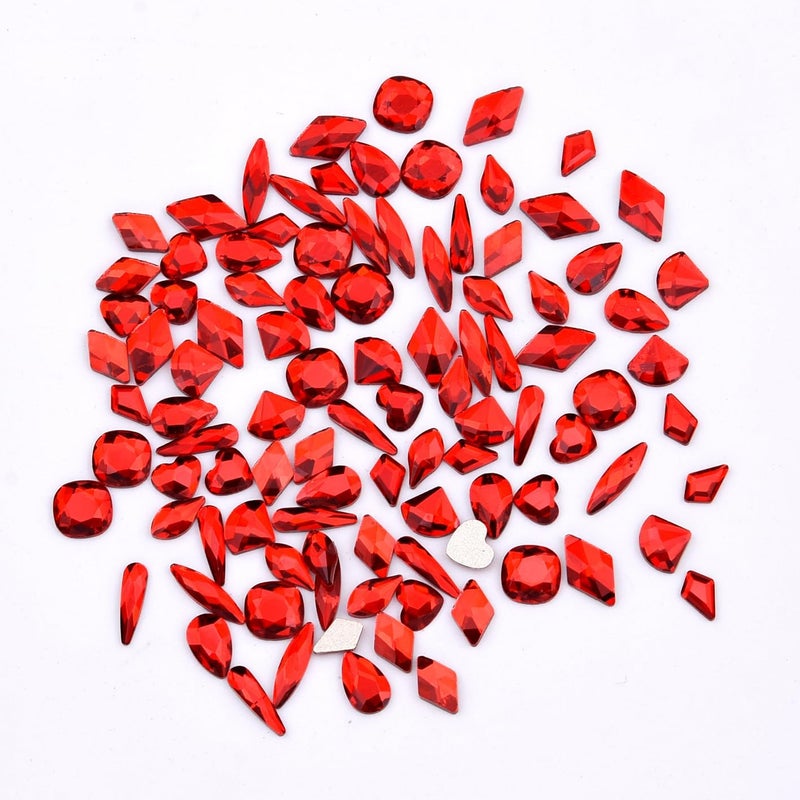 Tisslan 100pcs Glass Red Nail Rhinestones Shapes Mix 720pcs Flat Back Crystal Gem Stones Nail Decoration Charms Bulk Pack Supply - Image 4