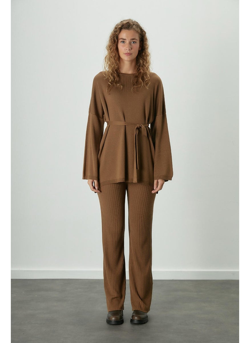 Manuka - Ribbed Comfortable Knitwear Trousers Camel - Image 1