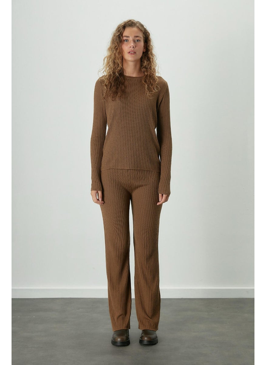 Manuka - Ribbed Comfortable Knitwear Trousers Camel - Image 1