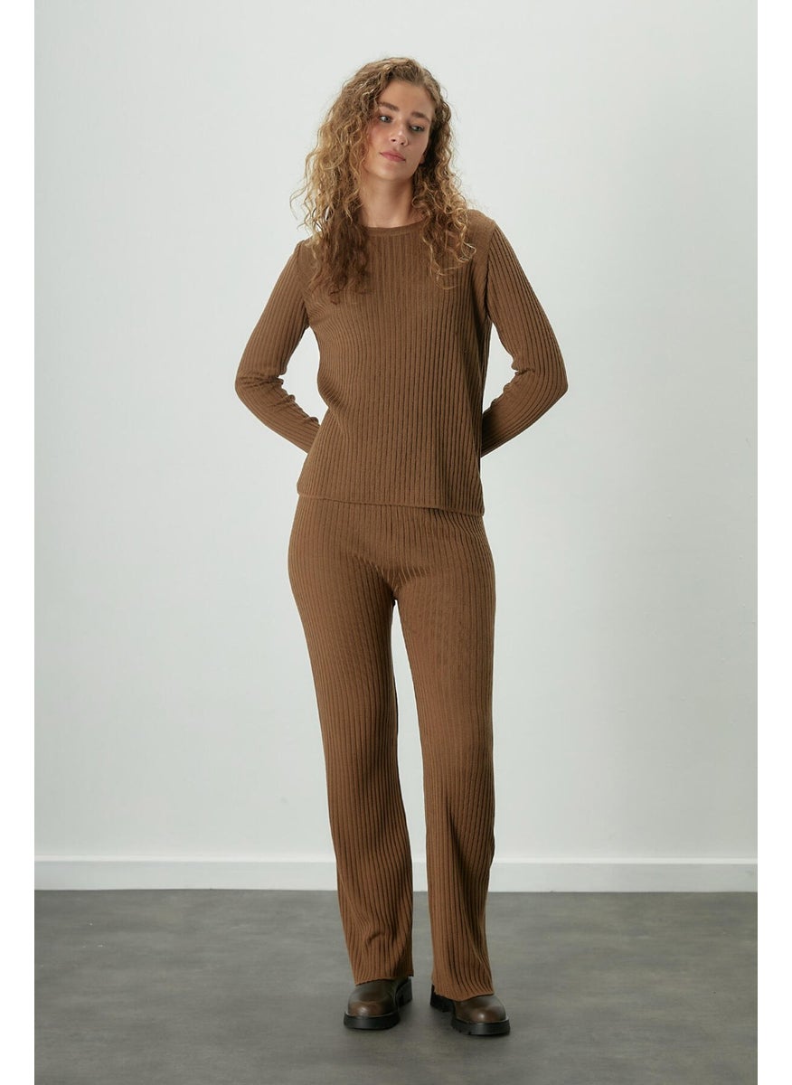 Manuka - Ribbed Comfortable Knitwear Trousers Camel - Image 1