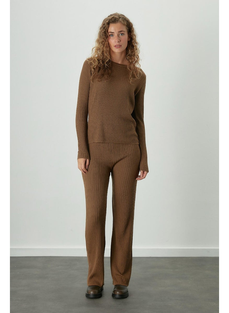 Manuka - Ribbed Comfortable Knitwear Trousers Camel - Image 1
