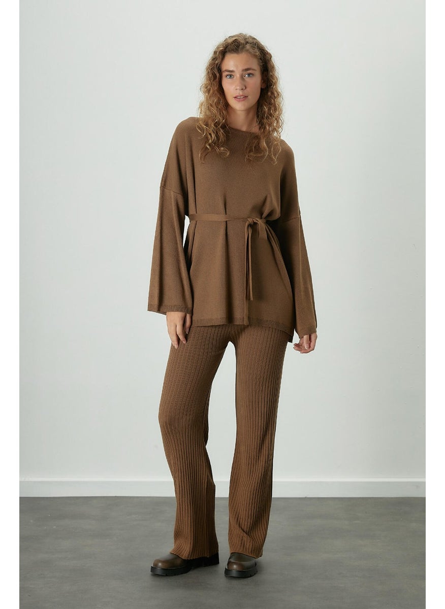Manuka - Ribbed Comfortable Knitwear Trousers Camel - Image 1