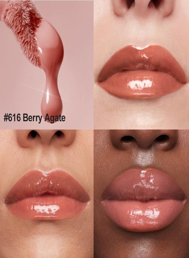 Hxssll Rosewood Nude Hydrating Lip Gloss Tint - High Shine Moisturizing Lip Glaze with Lightweight Non-Sticky Finish, Long-Lasting Nude Rose Lip Color for Smooth Full Lips, 616# - Image 3