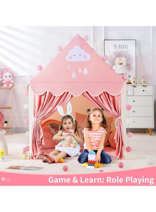 سوبرسو خيمة لعب للأطفال مع سجادة للبنات، بيت لعب جنيات كبير للأطفال، خيمة قلعة الأميرة، ألعاب هدايا للبنات الصغار، بيت لعب للأطفال (وردي) - Image 4