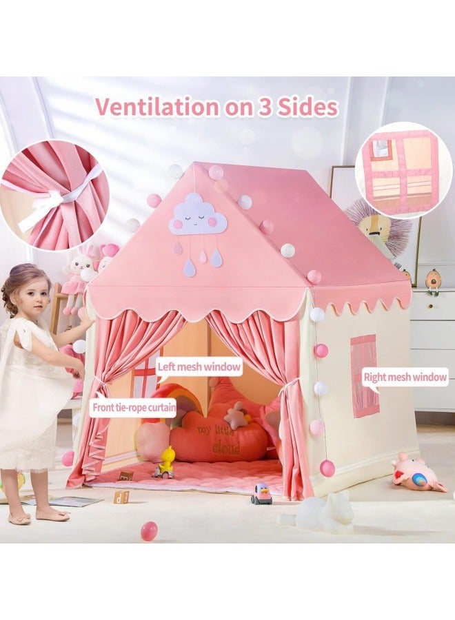 سوبرسو خيمة لعب للأطفال مع سجادة للبنات، بيت لعب جنيات كبير للأطفال، خيمة قلعة الأميرة، ألعاب هدايا للبنات الصغار، بيت لعب للأطفال (وردي) - Image 2