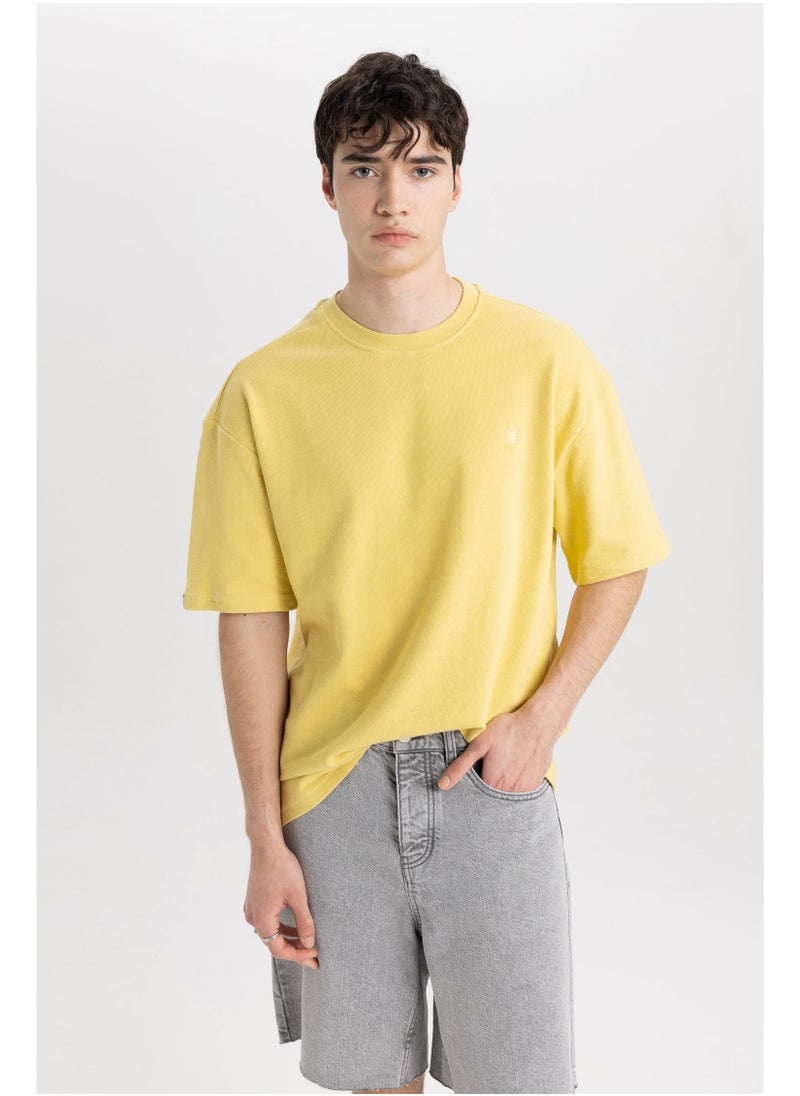 DeFacto - Man Oversize Fit Crew Neck Short Sleeve Knitted T-Shirt - Image 1