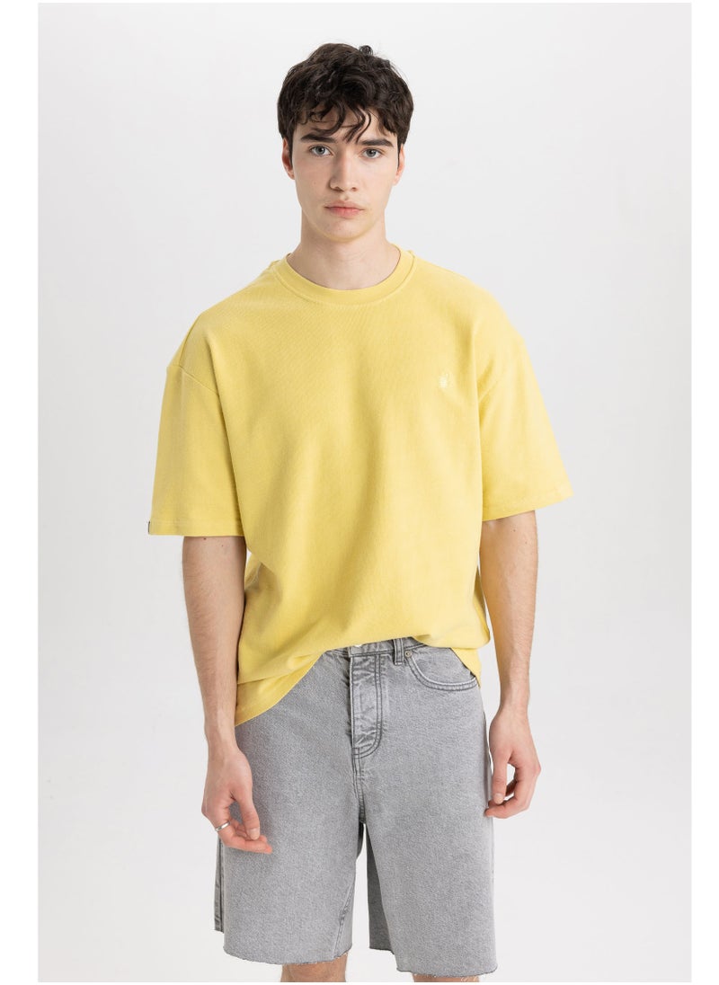 DeFacto - Man Oversize Fit Crew Neck Short Sleeve Knitted T-Shirt - Image 1