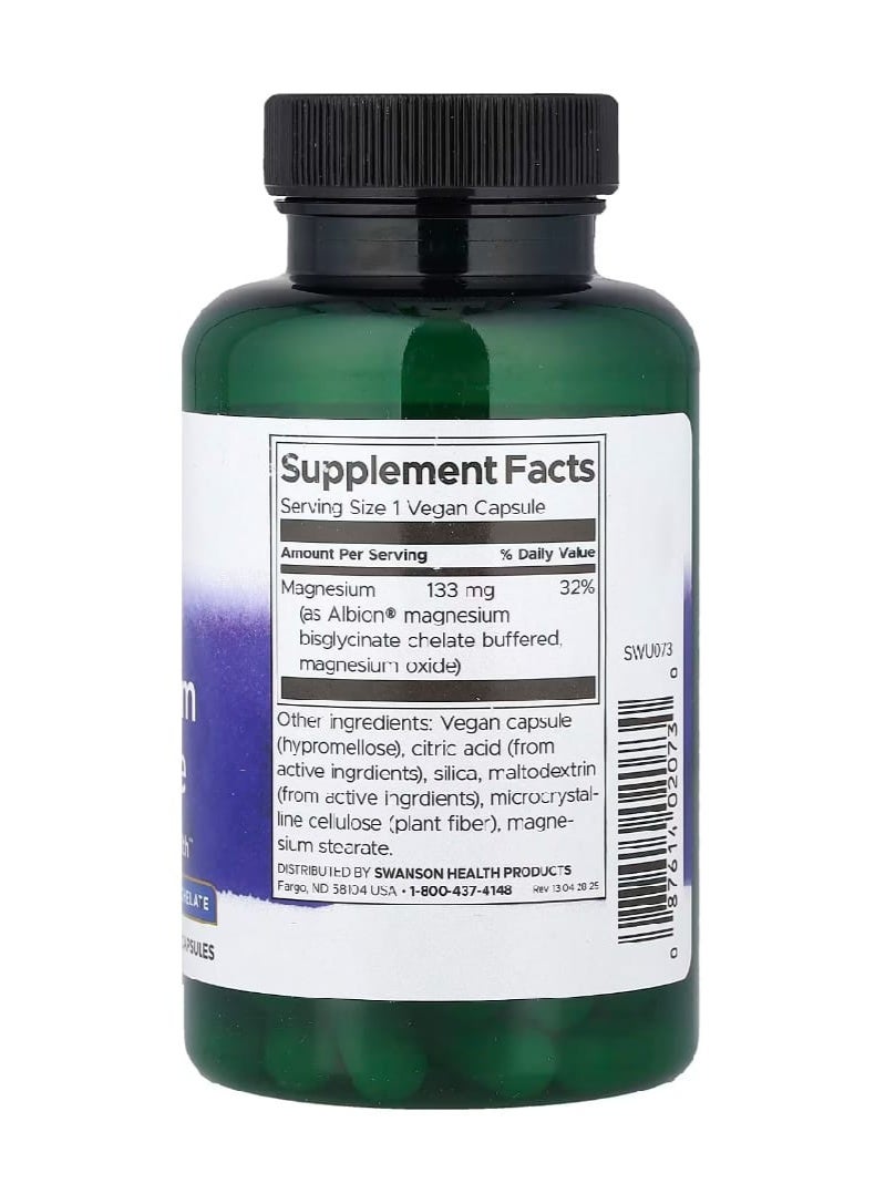 سوانسون جليسينات المغنيسيوم ألبيون 133 ملغ 90 كبسولة نباتية - Image 2