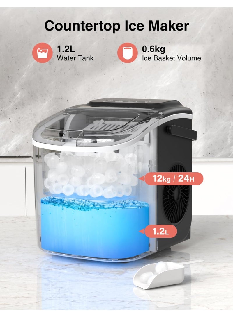 Crownful Portable Smart Ice Maker - Instant Ice in 6 Minutes - Self-Cleaning with Handle and Accessories - Image 1