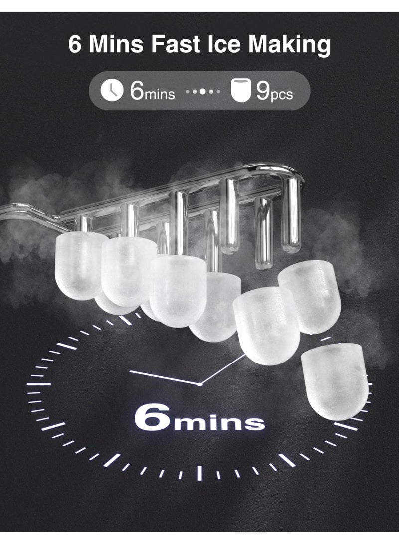 Crownful Portable Smart Ice Maker - Instant Ice in 6 Minutes - Self-Cleaning with Handle and Accessories - Image 2