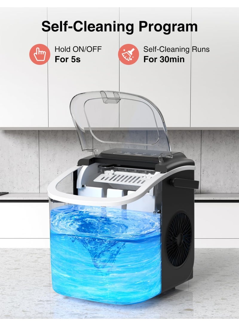 Crownful Portable Smart Ice Maker - Instant Ice in 6 Minutes - Self-Cleaning with Handle and Accessories - Image 3