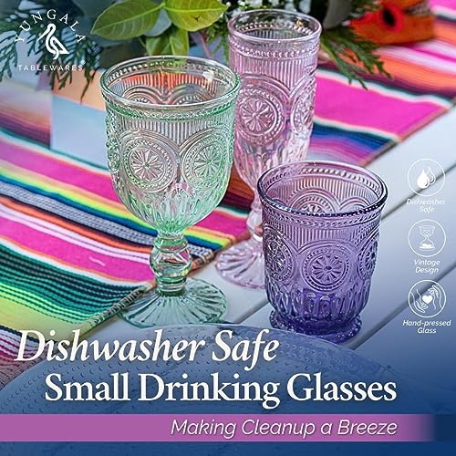 Yungala Purple Glassware, set of 6 purple drinking glasses small textured colored vintage glass cups 8 oz purple water glasses - Image 4