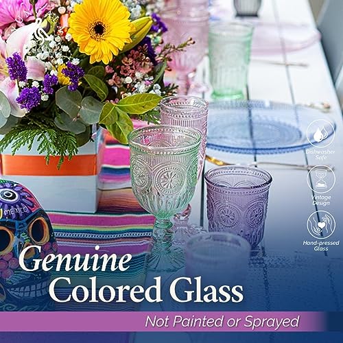 Yungala Purple Glassware, set of 6 purple drinking glasses small textured colored vintage glass cups 8 oz purple water glasses - Image 5