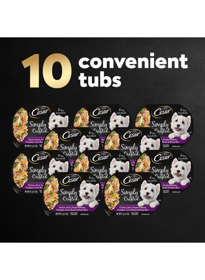 سيزار طعام الكلاب الرطب للبالغين من سيزار سيمبلي كرافتيد، دجاج، بط، بطاطس أرجوانية، يقطين، فاصوليا خضراء وأرز بني، 1.3 أونصة، عبوة من 10 قطع - Image 1
