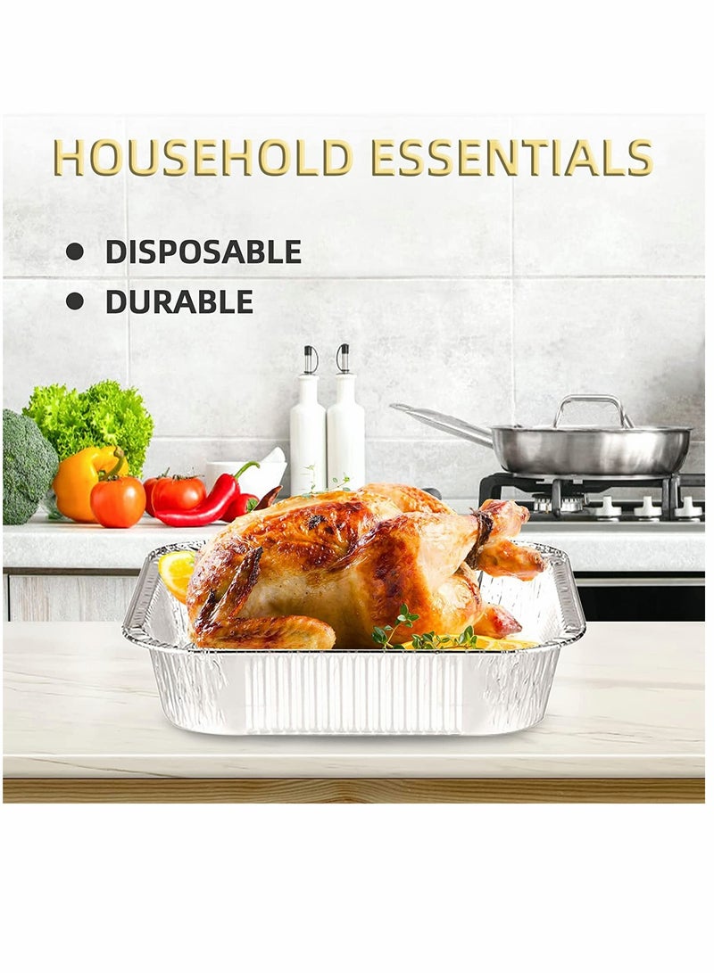 KASTWAVE Aluminum Pans Disposable 50 Pack 8 8 Inch Square Tin Foil Pans Household Aluminum Foil Lunch Box Recyclable Takeout Pans For Cooking Baking Grilling Freezing Heating Storing Pepping - Image 2
