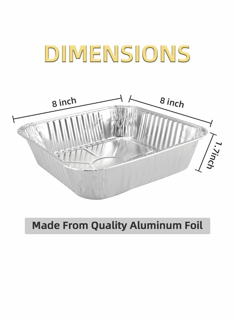 KASTWAVE Aluminum Pans Disposable 50 Pack 8 8 Inch Square Tin Foil Pans Household Aluminum Foil Lunch Box Recyclable Takeout Pans For Cooking Baking Grilling Freezing Heating Storing Pepping - Image 3