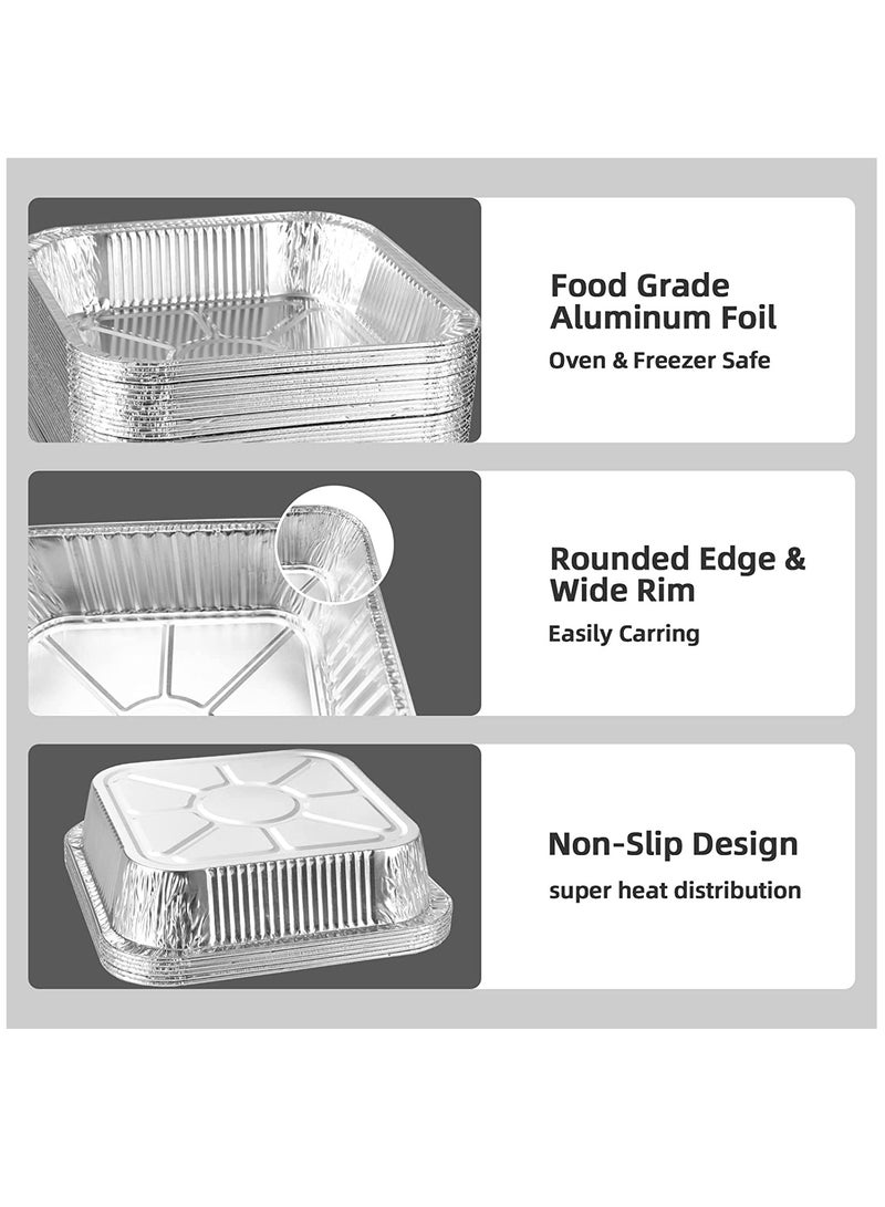 KASTWAVE Aluminum Pans Disposable 50 Pack 8 8 Inch Square Tin Foil Pans Household Aluminum Foil Lunch Box Recyclable Takeout Pans For Cooking Baking Grilling Freezing Heating Storing Pepping - Image 4