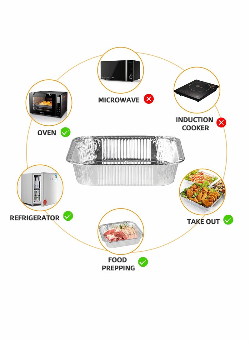 KASTWAVE Aluminum Pans Disposable 50 Pack 8 8 Inch Square Tin Foil Pans Household Aluminum Foil Lunch Box Recyclable Takeout Pans For Cooking Baking Grilling Freezing Heating Storing Pepping - Image 5