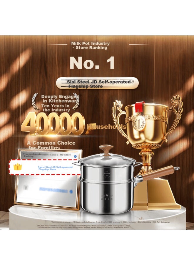 SSGP Sansige® 316l Stainless Steel Milk Pot Food Grade Baby Feeding Pot Infant Special Small Milk Pot 18cm 28907 - Image 1