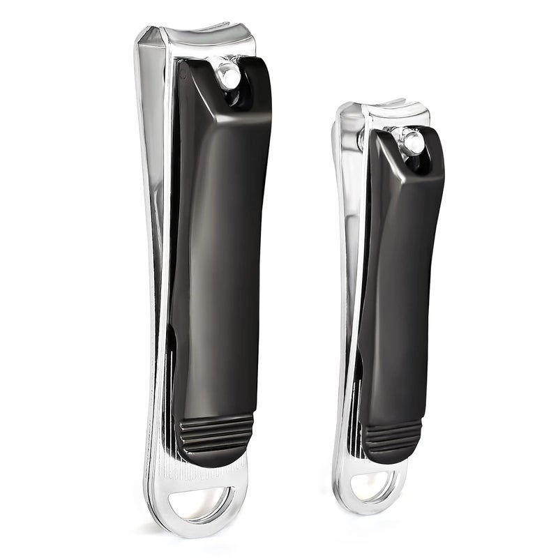 DOCOSS Stainless Steel Nail Cutter Kit For Men and Women Nail Clippers set -Pack Of 2 (Black) - Image 1