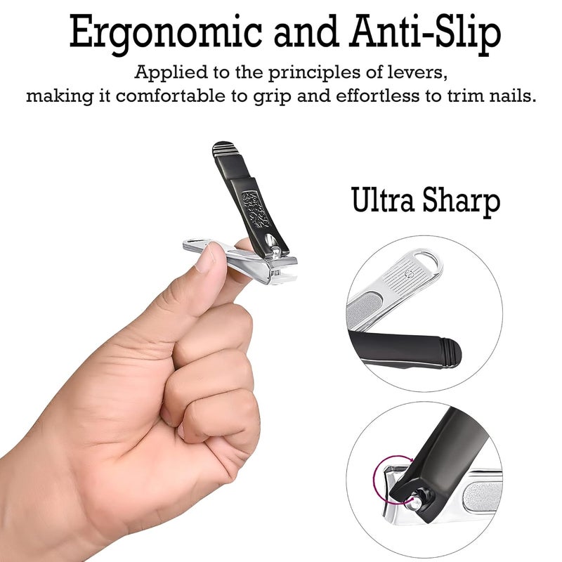 DOCOSS Stainless Steel Nail Cutter Kit For Men and Women Nail Clippers set -Pack Of 2 (Black) - Image 4