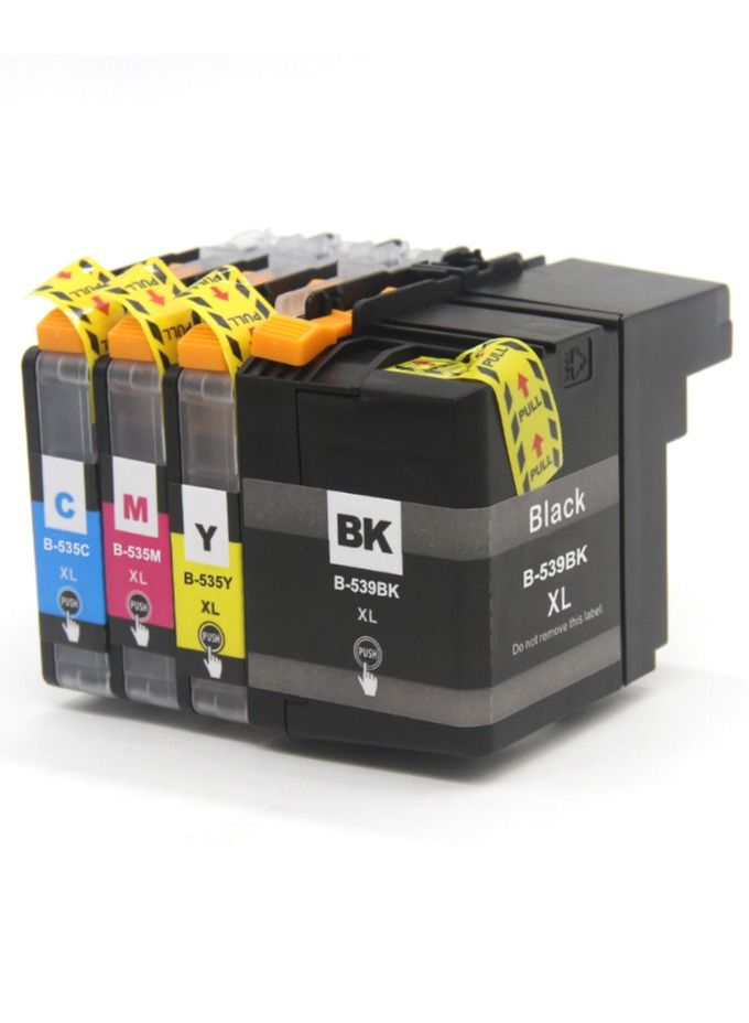 NexNova B-535C, B-535M, B-535Y, B-539BK 4-pack Ink Set for Brother DCP J100 J105 MFC J200 Printers - Image 1
