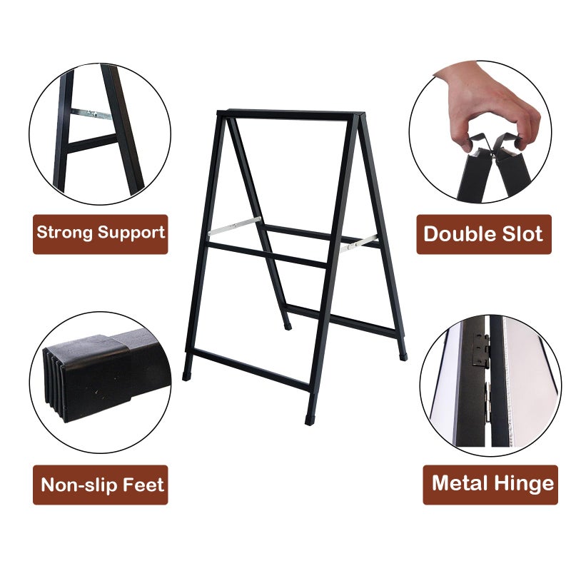 YDisplay A Frame Sidewalk Sign 24x36 inches Sandwich Board Signs Outdoor Heavy Duty Double-Sided,including 2 Anti-Glare Covers & Corrugated Boards for Business Indoor Outdoor,Black - Image 3