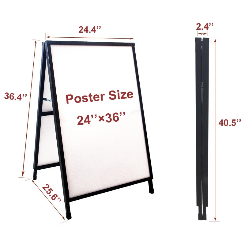 YDisplay A Frame Sidewalk Sign 24x36 inches Sandwich Board Signs Outdoor Heavy Duty Double-Sided,including 2 Anti-Glare Covers & Corrugated Boards for Business Indoor Outdoor,Black - Image 5