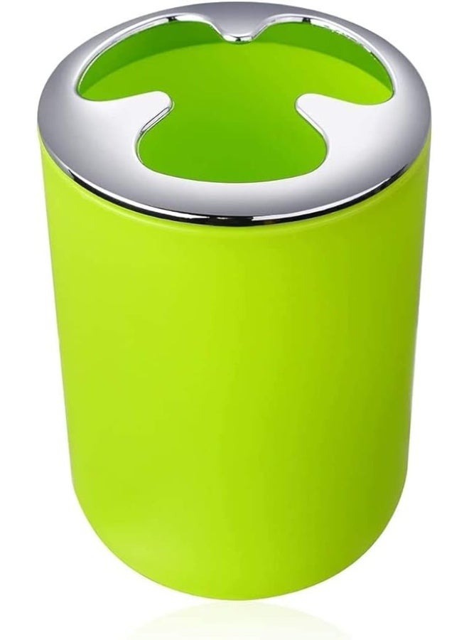 6 Pcs Plastic Bathroom Accessory Set Luxury Bath Accessories Bath Set Lotion Bottles, Toothbrush Holder, Tooth Mug, Soap Dish, Toilet Brush, Trash Can, Rubbish Bin (Green) - Image 5