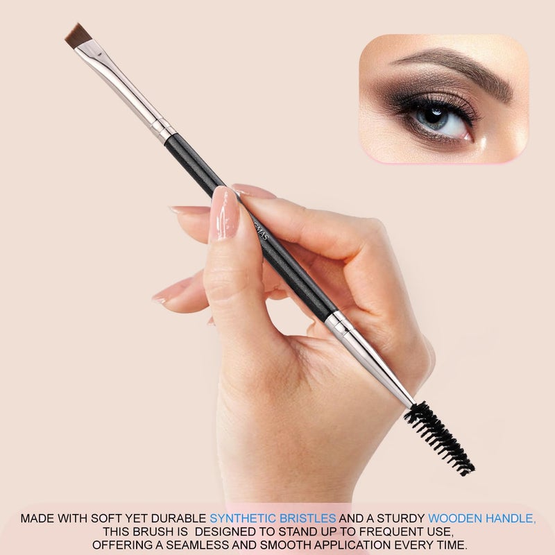 KINGMAS Eyebrow Brush Spoolie Professional Double-Ended Angled Eye Brow Brush for Lining and Shaping Brows or Lashes (Black) - Image 4