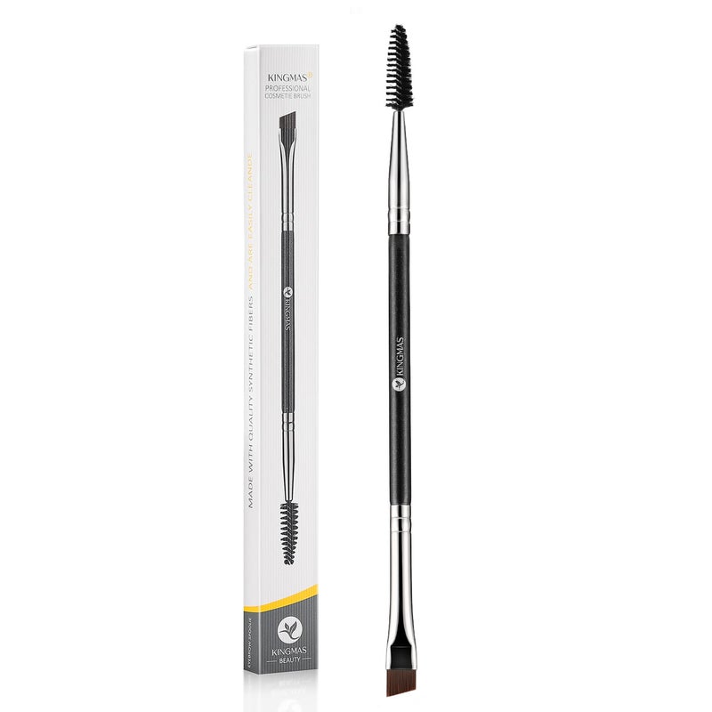 KINGMAS Eyebrow Brush Spoolie Professional Double-Ended Angled Eye Brow Brush for Lining and Shaping Brows or Lashes (Black) - Image 1