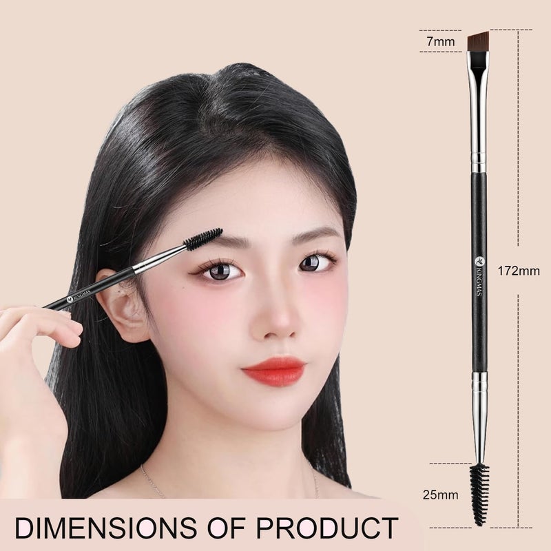 KINGMAS Eyebrow Brush Spoolie Professional Double-Ended Angled Eye Brow Brush for Lining and Shaping Brows or Lashes (Black) - Image 5