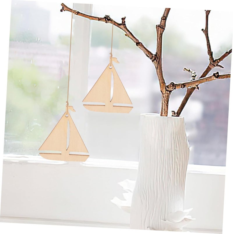Healifty 50Pcs Wooden Sailboat Cutouts Unfinished Wood Craft Pieces DIY Painting Decors Smooth Surface Safe for Creative Handmade Art Projects - Image 4
