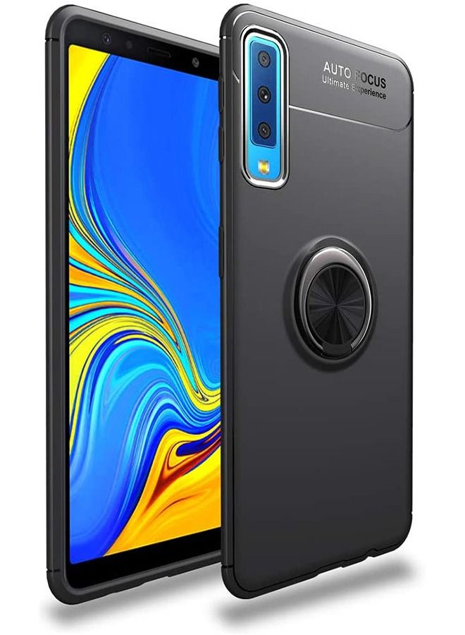 VINSOC Magnetic Car Mount Dedicated Cover With finger Ring Holder Casefor Samsung Galaxy A70 Black - Image 1