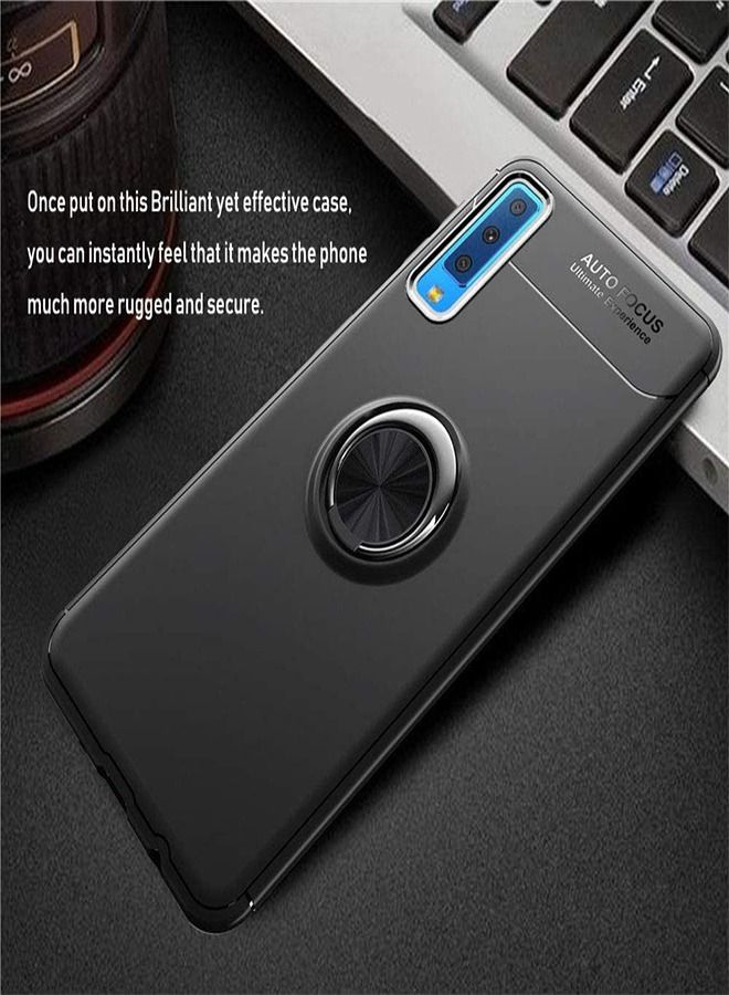 VINSOC Magnetic Car Mount Dedicated Cover With finger Ring Holder Casefor Samsung Galaxy A70 Black - Image 2