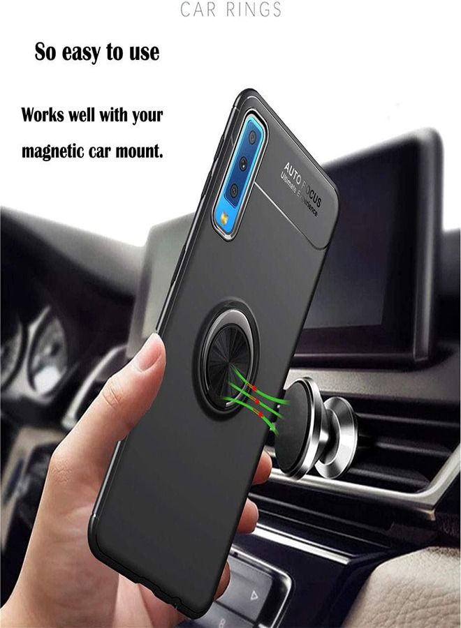 VINSOC Magnetic Car Mount Dedicated Cover With finger Ring Holder Casefor Samsung Galaxy A70 Black - Image 3