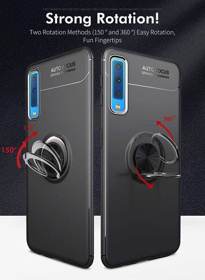 VINSOC Magnetic Car Mount Dedicated Cover With finger Ring Holder Casefor Samsung Galaxy A70 Black - Image 5
