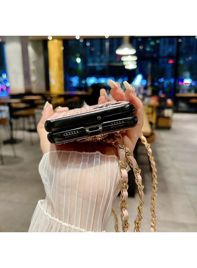 S-TOP Case For Huawei P50 Pocket Camellia Plaid Fabric PC Phone Case with Long Lanyard - Image 4