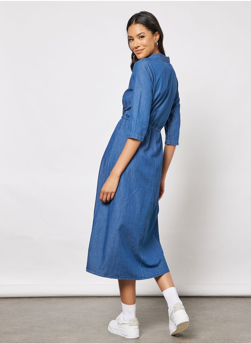 Jacqueline de Yong - Drawstring Waist Midi Dress - Image 1