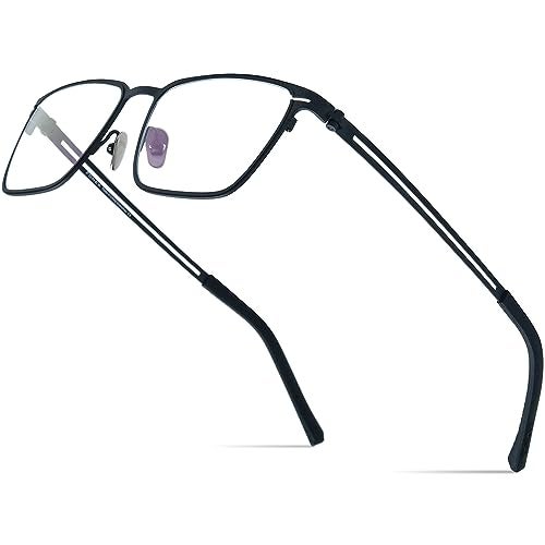 FONEX Pure Titanium Glasses Frame Men Square Eyeglasses Optical Eyewear (F85779 Black, Clear) - Image 1