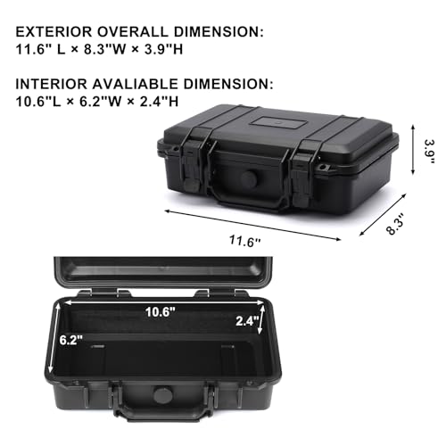 Mayouko Portable Tool Box with Shock- Proof Sponge, Water Proof Grade IP67, Waterproof Hard Case with Foam Insert, Shockproof Carrying Case, Explosion Proof Box, 11.6"L×8.3"W×3.9"H - Image 2