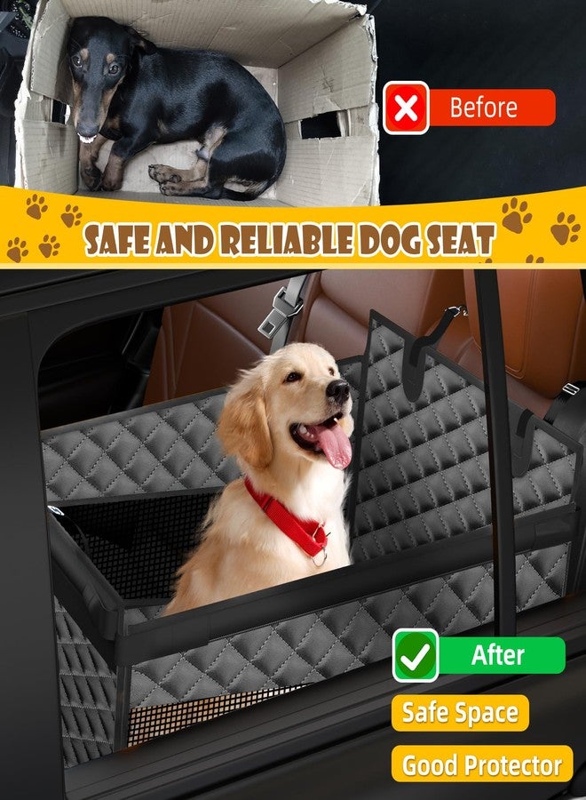 EPN Dog Car Seat for Large Dogs, Foldable Pet Car Seat with Waterproof Oxford Fabric, Non-Slip Bottom, Reinforced Support & Storage Pockets, Ideal for Road Trips (Grey) - Image 3