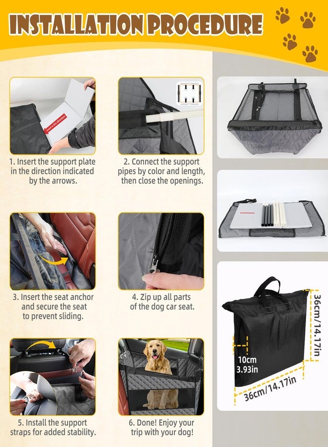 EPN Dog Car Seat for Large Dogs, Foldable Pet Car Seat with Waterproof Oxford Fabric, Non-Slip Bottom, Reinforced Support & Storage Pockets, Ideal for Road Trips (Grey) - Image 5